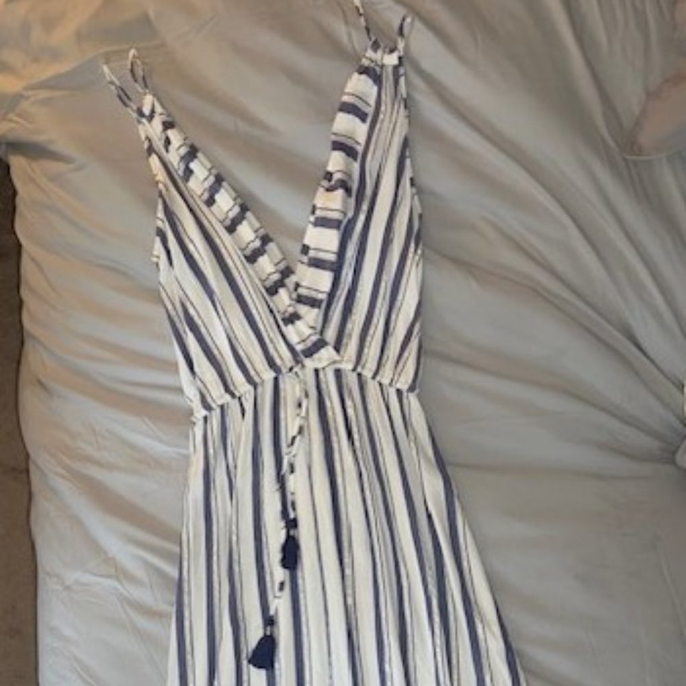 Womens size SM blue and white striped dress